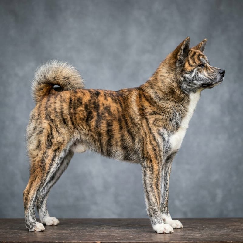 A brindle Akita