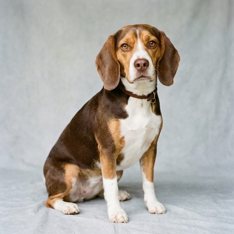 A chocolate tricolor Beagle