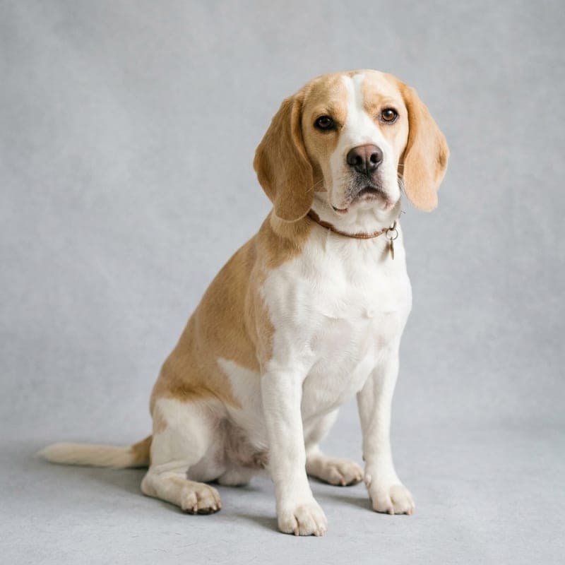 A lemon-and-white Beagle