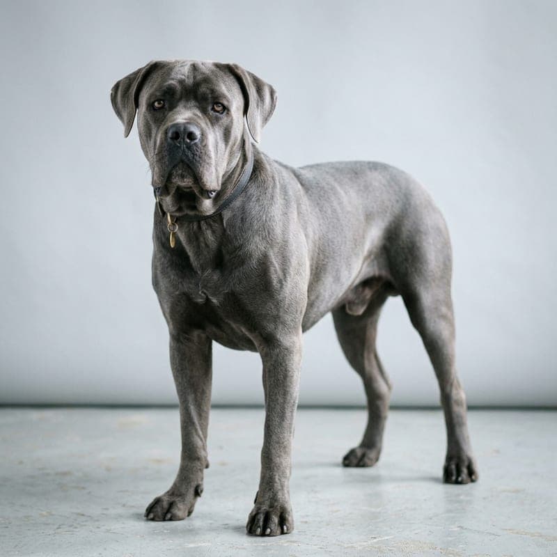 Adult gray (blue) Cane Corso with natural ears