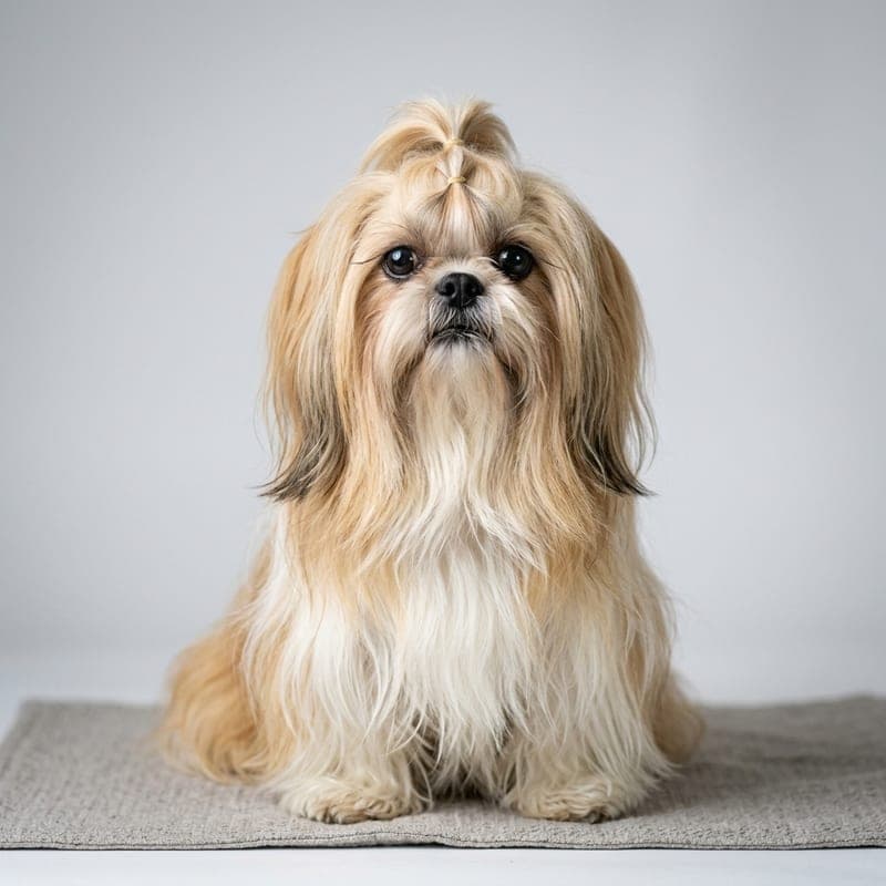 A gold-and-white Shih Tzu